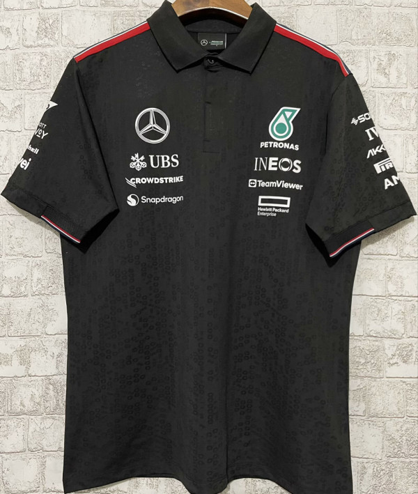 2024/25 Mercedes AMG Petronas F1 Black Team POLO T-Shirt (有领)