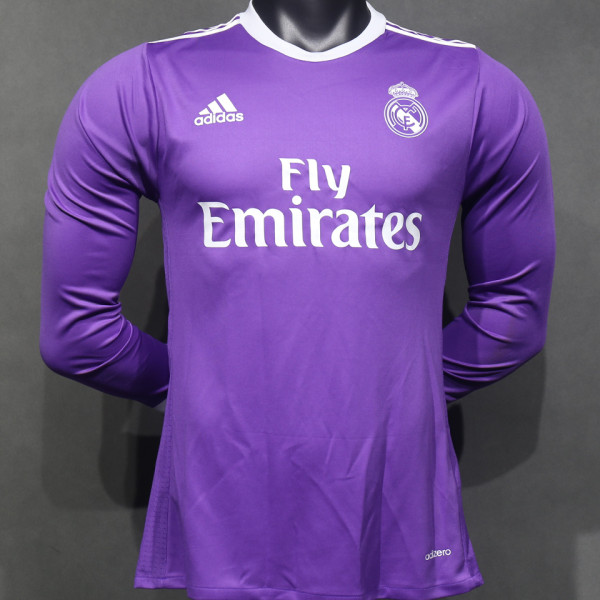 2016/17 RM Purple Away Retro Player Version Long Sleeve Soccer Jersey 球员版