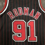 1997/98 Bulls RODMAN #91 Black Retro NBA Jerseys 热压