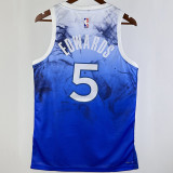 2023/24 Timberwolves EDWARDS #5 Blue City Edition NBA Jerseys 热压