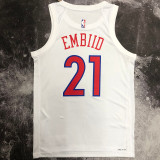 76ers EMBIID #21 City Edition White NBA Jerseys