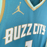 2023/24 Hornets BALL #1 Blue Retro NBA Jerseys 热压