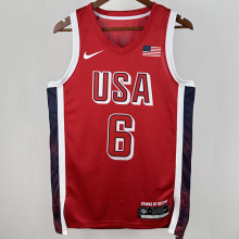 2024 Team USA JAMES #6 Red NBA Jersey