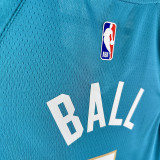 2023/24 Hornets BALL #1 Blue Retro NBA Jerseys 热压