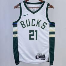 2023/24 Bucks HOLIDAY #21 White NBA Jerseys