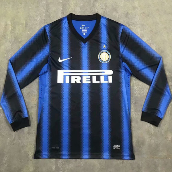 2010-2011 In Milan Home Long Sleeve Retro Soccer Jersey