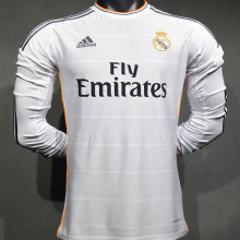 2013/14 RM White Home Retro Player Version Long Sleeve Soccer Jersey 球员版