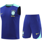 2025 Brazil Sapphire Blue Vest Training Jersey(A Set)