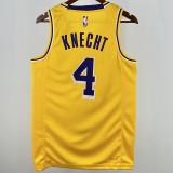 2025 Lakers KNECHT#4 Yellow NBA Jerseys