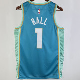 2023/24 Hornets BALL #1 Blue Retro NBA Jerseys 热压