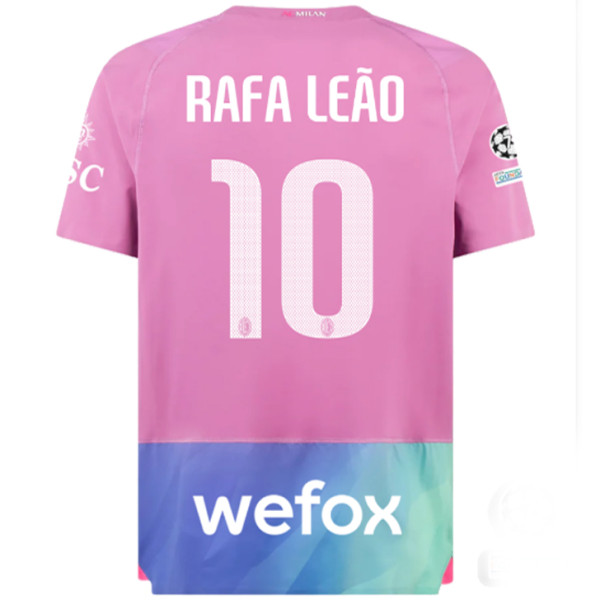 Rafa Leão #10 AC Milan Third Fans Soccer Jersey (UCL Font 欧冠字体 ) 2023/24