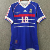 1998 France Home Blue Retro Soccer Jersey有右胸小字
