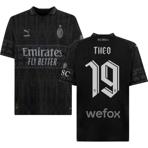 THEO #19 AC Milan x PUMA x Pleasures 4Th Black Fans Jersey 2023/24 欧冠体