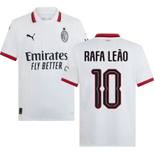 RAFA LEãO #10 AC Milan Away White Fans Soccer Jersey 2024/25 UCL Font 欧冠字体