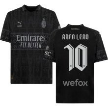RAFA LEãO #10 AC Milan x PUMA x Pleasures 4Th Black Fans Jersey 2023/24 欧冠体