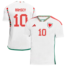 RAMSEY #10 Wales Away White Fans Jersey 2022/23
