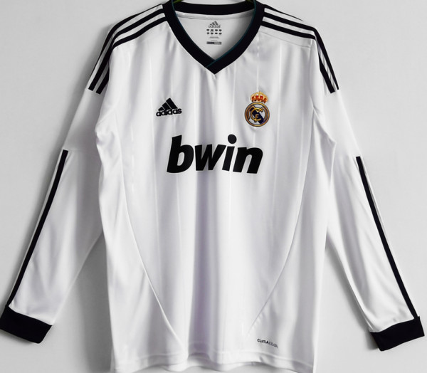 2012/13 RM Home White Retro Long Sleeve Soccer Jersey