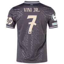 VINI JR． #7 RM 1:1 Quality Third Black Fans Jersey 2024/25 （UCL Font)