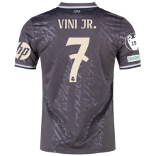 VINI JR． #7 RM 1:1 Quality Third Black Fans Jersey 2024/25 （UCL Font)