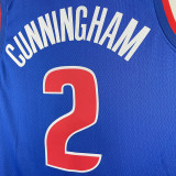 2023/24 Pistons CUNNINGHAM #2 Blue NBA Jerseys 热压