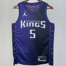 2023/24 Kings FOX #5 Purple NBA Jerseys 热压