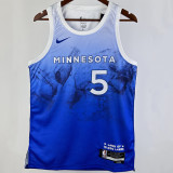 2023/24 Timberwolves EDWARDS #5 Blue City Edition NBA Jerseys 热压
