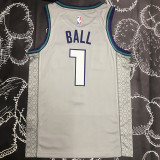 Hornets BALL #1 Grey NBA Jerseys