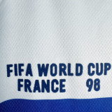 1998 France Away White Long Sleeve Retro Soccer Jersey