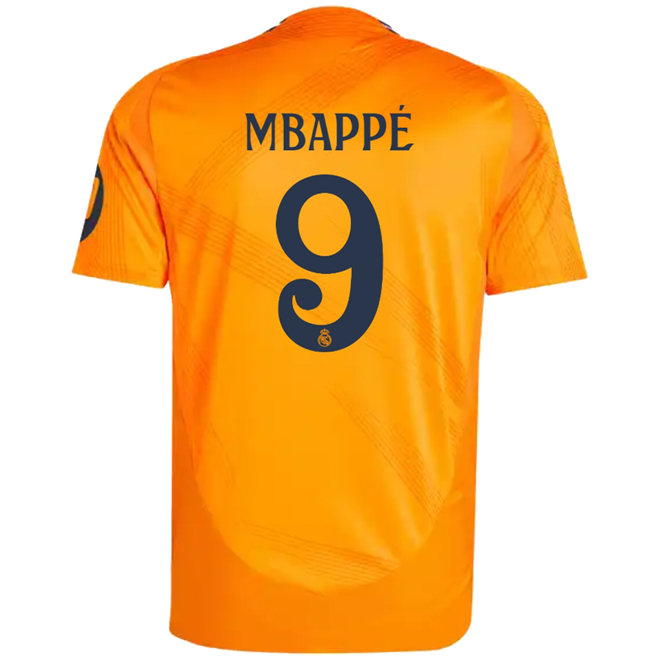 Mbappe #9 Player Version Orange Jersey 2024/2025 – Real Madrid UCL