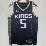 2023/24 Kings FOX #5 Black NBA Jerseys 热压