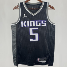 2023/24 Kings FOX #5 Black NBA Jerseys 热压