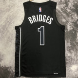 2023/24 Nets BRIDGES #1 Black NBA Jerseys
