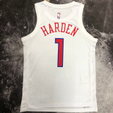 76ers HARDEN #1 City Edition White NBA Jerseys