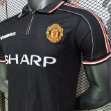 1999 M Utd Black Retro Soccer Jersey Shirt