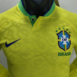 2022/23 Brazil Home Yellow Player Version Long Sleeve Jersey 长袖