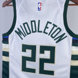 2023/24 Bucks MIDDLETON #22 White NBA Jerseys