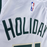 2023/24 Bucks HOLIDAY #21 White NBA Jerseys