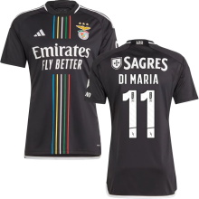DI MARIA #11 Benfica 1:1 Quality Away Black Fans Jersey 2023/24 (League Font Font 联赛字体)