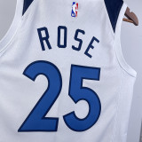 2023/24 Timberwolves ROSE # 25 White NBA Jerseys