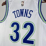 2023/24 Timberwolves TOWNS #32 White Retro NBA Jerseys 热压