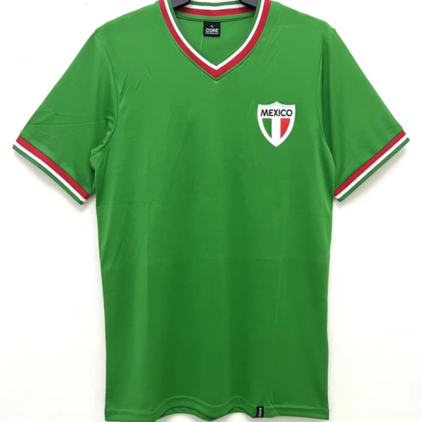 1970 Mexico Home Green Retro Soccer Jersey