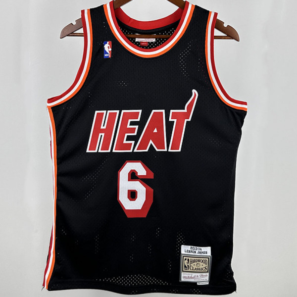 2013/14 Miami Heat JAMES #6 Black Retro NBA Jersey