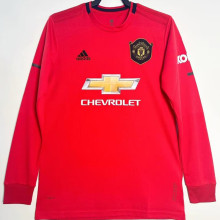 2019/20 M Utd Home Red Retro Long Sleeve Retro Soccer Jersey