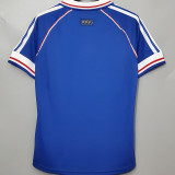 ZIDANE #10 France Home Blue Retro Soccer Jersey 1998 (右胸带小字)