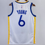 2023/24 Warriors YOUNG #6 White NBA Jerseys