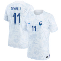DEMBELE #11 France 1:1 Away White Fans Jersey 2022/23