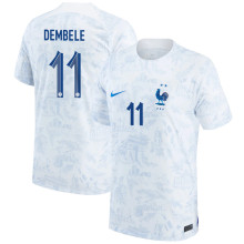 DEMBELE #11 France 1:1 Away White Fans Jersey 2022/23