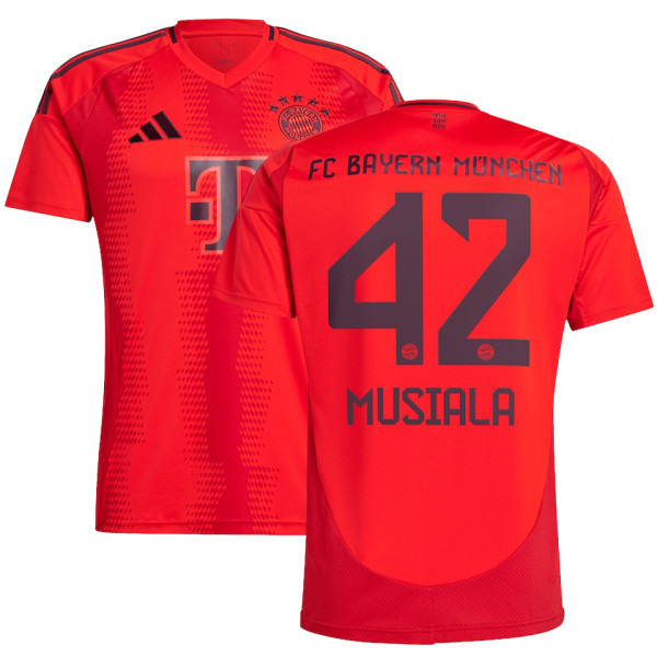 MUSIALA #42 BFC 1:1 Quality Home Red Fans Soccer Jersey 2024/25