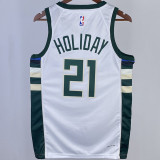 2023/24 Bucks HOLIDAY #21 White NBA Jerseys