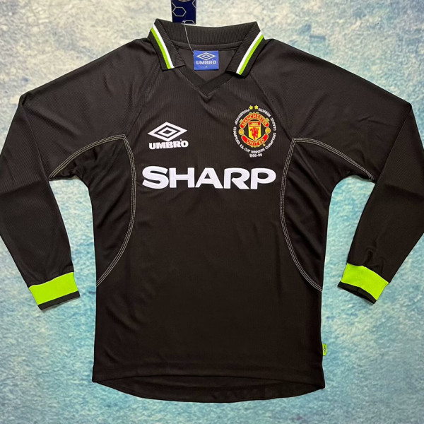1998/99 M Utd Away Black UCL Version Long Sleeve Retro Jersey